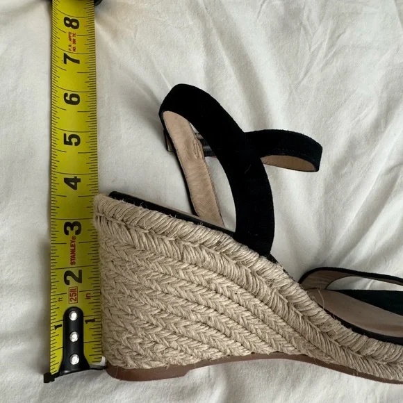 Stuart Weitzman Espadrille Wedge Sandals Black Ankle‎ Strap Shoes - Picture 6 of 6